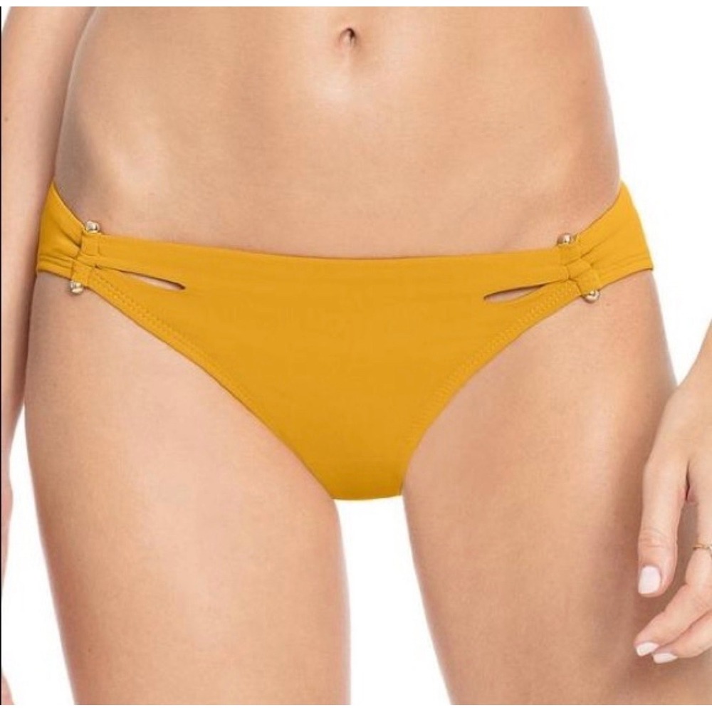 Robin Piccone Womens Mustard Yellow Luca Cutout Bikini Bottoms Size S